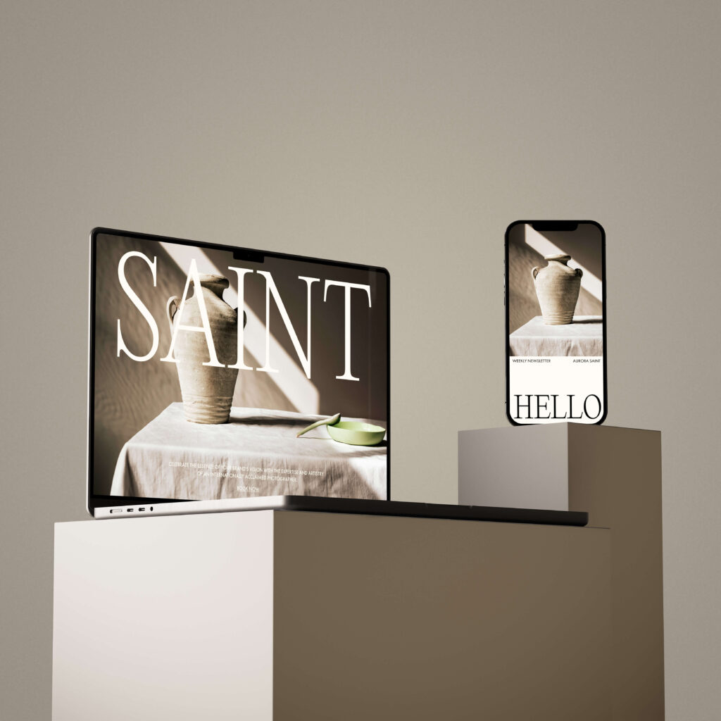 cell phone and laptopn showing a flodesk newsletter using the thrivecart integration for flodesk